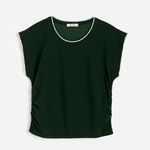Madewell Side-Cinch Muscle Tee SZ XL Summit Green Crewneck Contrast Stitch Trim - Picture 1 of 6